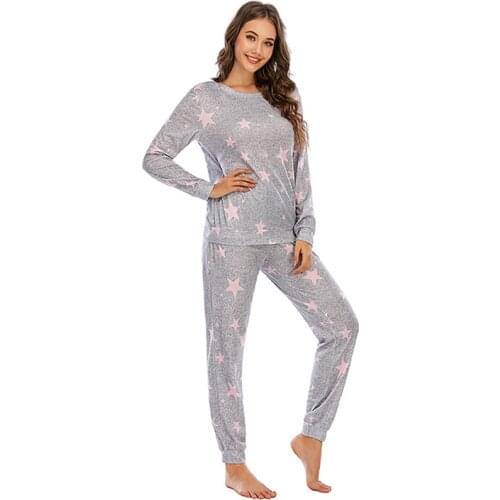 Autumn Fashion Womens Pajamas Set Long Sleeve Pajama Woman Winter Pants Warm Nightgowns Two Pieces Set