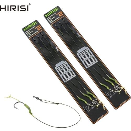 6pcs Carp fishing hook link with coated line ready tied fishing rigs with barbed hook and Boilie Stoppers size 2 4 6