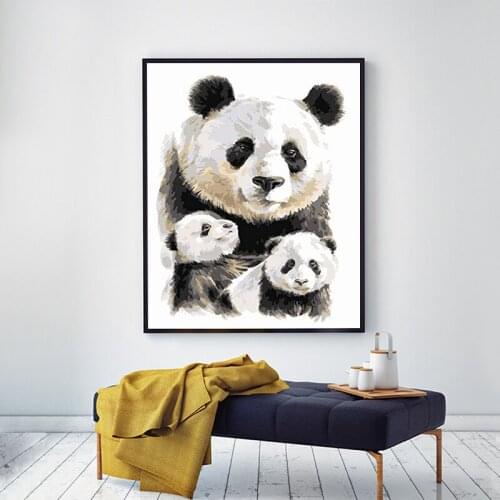 Giant Panda Polar Bear Brown Bear Mammal DIY Paint by Digital Art Painting by Digital Animal Decorative Painting