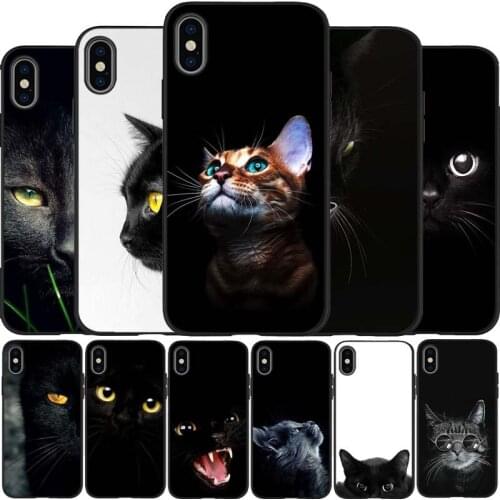 Black cat black Silicone Phone Case For iPhone 12 XR XS Max 5 5S SE 2020 6 6S 7 8 PLUS X 11Pro Max 11 Cover