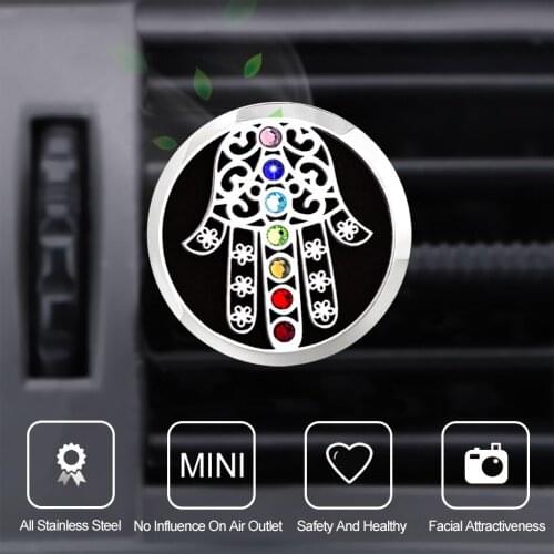 Lucky Hand 30mm Stainless Steel Removable Car Diffuser Locket Vent Clip Aromatherapy Auto Air Freshener 10Pcs Pads Drop Shipping