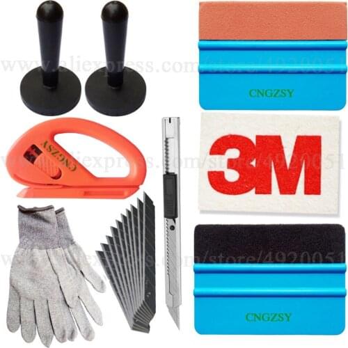 Window Tint Squeegee Corner Wrapping Scraper Carbon Fiber Film Cutter Knife Nylon Gloves Auto Sticker Wraps Car Accessories K39