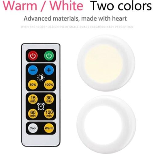 Led Cabinet Light White+Warm Light Remote Control Wireless Dimmable LED Lamps Battery Night Light For Closet Kitchen Stair
