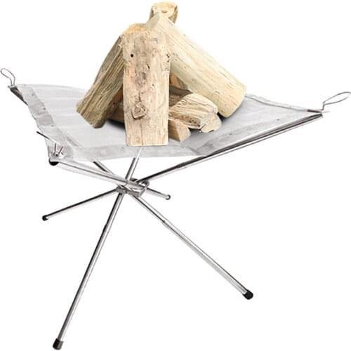 Outdoor Fire Pit Burning rack Camping Stainless Steel Mesh Fireplace Foldable Stove BBQ Grill Patio With Replace grilled net