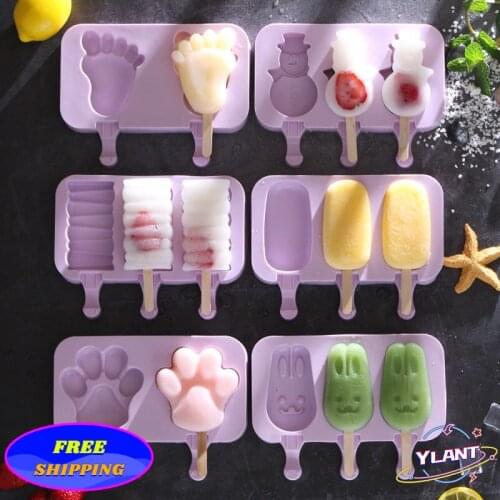 YLANT Silicone Ice Cream Mold Reusable Popsicle Molds DIY Homemade Cute Cartoon Ice Cream Popsicle Ice Pop Maker Mould