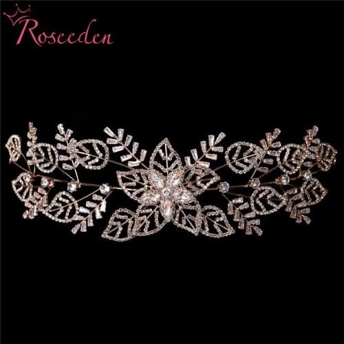 Zirconia Leaf Bride Headband Tiara t CZ Bridal Crowns And Tiaras Wedding Tiara Hair Jewelry Diadem Headpiece RE3492