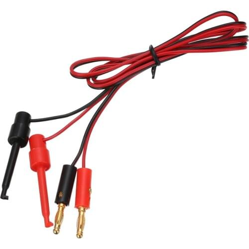 1 Pair 4mm Banana Plug Test Lead Gold Plated Banana Plug to Test Hook Clip Lead Cable For Multimeter Black/Red