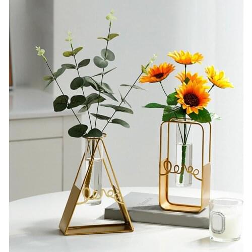1Pcs New Style Creative Iron Line Flower Plant Vase Pot Dest Flowers Vase Metal Plant Holder Modern Solid Home Decor Iron Vase