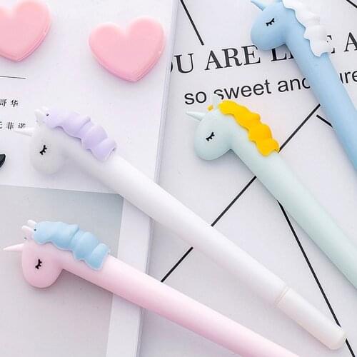 1 PCS Cute Macaroon Unicorn Gel Pen 0.38mm Black Ink Pen Promotional Gift Stationery School & Office Supply