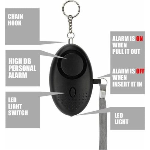 130DB Anti Lost Alarm Self-defense Safety Attack Emergency Elderly Alarm Personal Light LED Alarms Kids With For Women Y1F7