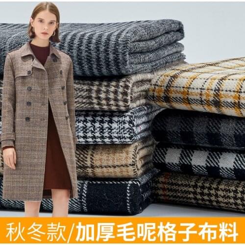 150cmx50cm Autumn and Winter Thickening Black and White Plaid Woolen Cloth Imitation Wool British Style Coat DIY Clothing Fabric