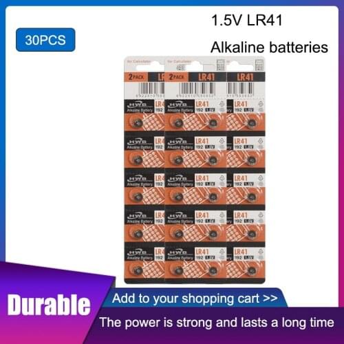 30pcs/lot LR41 for Maxell Button Cell Batteries SR41 AG3 G3A L736 192 392A Alkaline 1.5V Coin Batteries