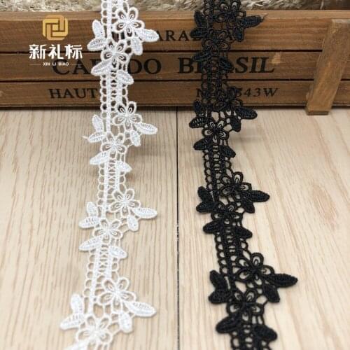 30Yards White Soluble Flower Embroidered Fabric Lace Trim Ribbon Appliques Handmade DIY Sewing Craft For Costume Hat Decoration