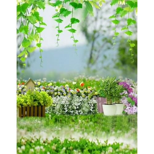 5x7ft Colorful Flowers Green Leaves Photography Backdrops Photo Props Studio Background
