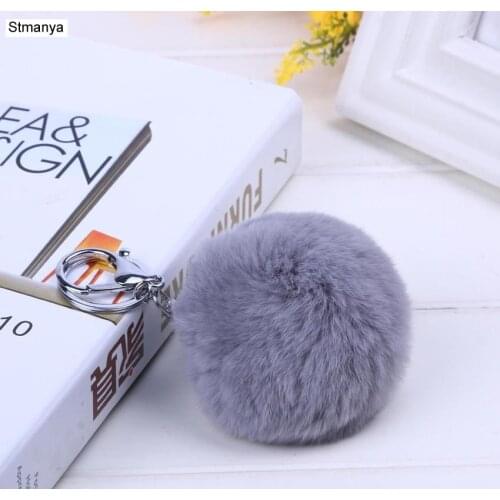 Rabbit Fur Key Chain Cute Pompom Car Keychain - High Quality Fur Pom Pom Key Ring For Women Bag Gift Jewelry #16003