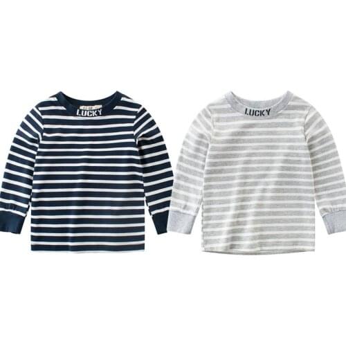 Kids Striped Tops Lucky T-Shirt Children Cotton Clothing Tees Kids Child T Shirt Long Sleeve Blouse Spring Autumn Casual Clothes