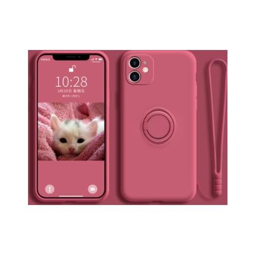 For Xiaomi 11 CC9 Pro Redmi Note K30 9 8 7 Pro 9S 9C Mi 10 9 SE 8 10 T Lite Stand Ring With Sleeve Liquid Silicone Sleeve