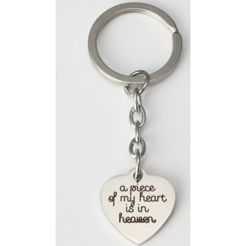 Europe And America Charm Stainless Steel Key Chain Jewelry a piece of my heart is in heaven Heart Pendant Key Chain Jewelry