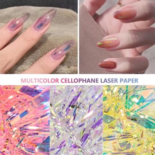 Fluorescent Colorful 3D Holographic Thread Nail Sticker Laser Glitter Mesh Net Line Tape Silk Foils Nail Decorations For Nails