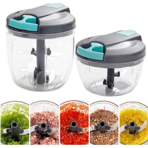 Hot Sale！！1Pc 500/900ml Kitchen Large Capacity Manual Stainless Steel + ABS Vegetable Garlic Cutter Chopper Meat Mincer Grinder