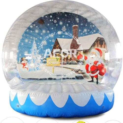 Aeor Giant Santa Claus Christmas Tree Snow Globe Inflatable LED Toys Yard Outdoor Blow Up Decoration Christmas Party Prop Bubble