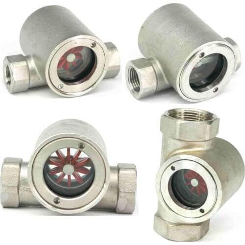 1/4" 3/8" 1/2" 3/4" 1" 1-1/4" 1-1/2" 2" BSP Standless 304/316 Flow Indicator Eccentric Impeller Mirror Flow Observer Oil Fuel