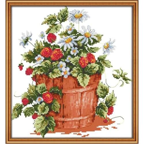 Strawberry Chinese Cross Stitch Kits 14CT 11CT Counted Printed Canvas Stitches DIY Handmade Embroidery DMC Thread Needlework Set