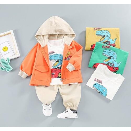 Toddler Boys Clothing Set 3 Pcs Spring Autumn Fashion Outfits Jacket Coat+ Shirt+Pants Costume Infant Children Kids Suit