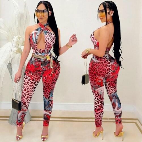 Two Piece Set Women Summer Clothing Printed Sexy Halter Backless Crop Top+Pants Sets Club Outfits Streetwear Wholesale Items