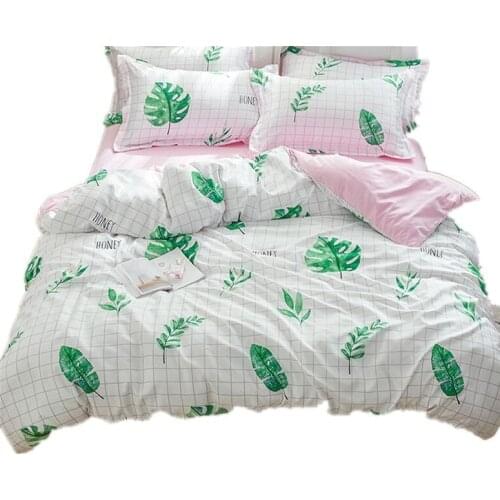 High Quality Silk Quilt Cover Sets Silky Tencel Washed Four-Piece Printed Color Matching Silk Linen Duvet Cover Bedding Suits