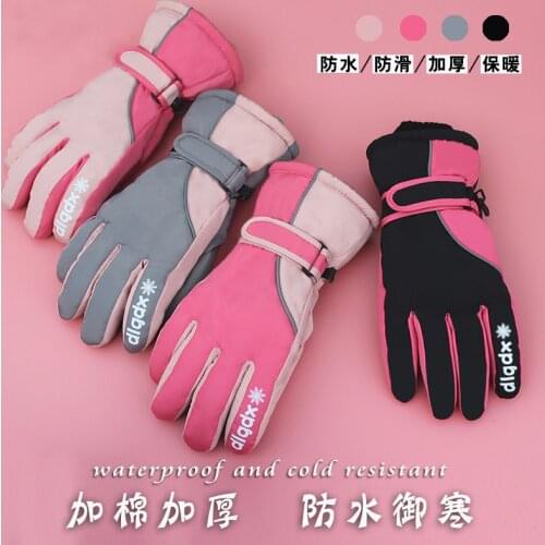 Ski gloves female WINTER CYCLING cotton gloves thickened Plush warm gloves male winter cycling snow waterproof gloves
