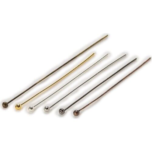 100 Piece 6 Colors Copper Ball Head Pins Findings DIY Handmade Crafts Jewelry Making Accessories Length 20-50mm Width 0.5mm