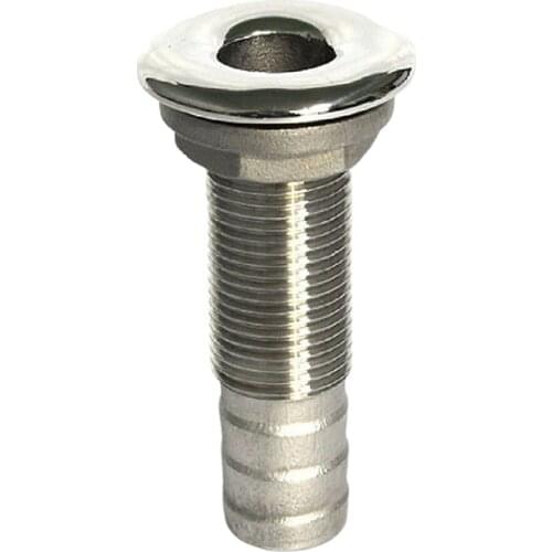 Marine 316 Stainless Steel Polished Straight Thru-Hull Connection for 3/4 inch 19mm Hose