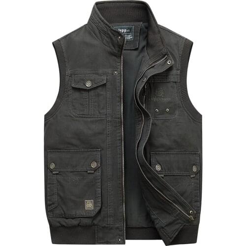 Men Vests Photography Collar Waistcoats Multi Pockets Cotton Vests Big Size Xl-5Xl Male Sleeveless Jackets Spring Autumn Fishing