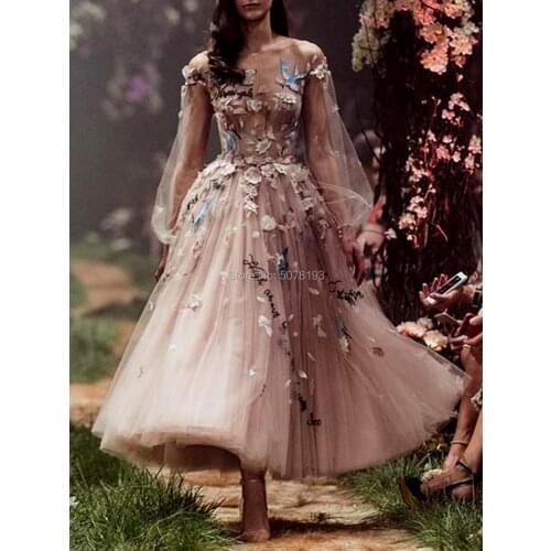 N 368 pink O-neck natural A-line ankle-length tulle coming-of-age ceremony dresses/formal gowns Embroidery&buttons free shipping