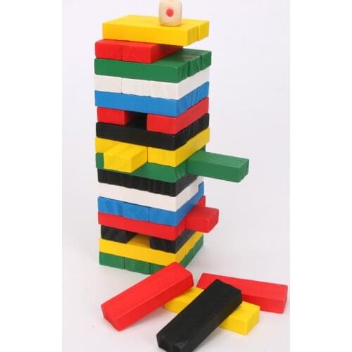 48pcs/set Mini Wooden Rainbow Building Blocks Set Colored Jenga Building Blocks early Educational Toys