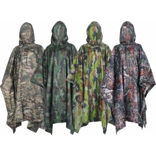 Polyester Impermeable Outdoor Raincoat Waterproof Women Men Camouflage Rain Coat Poncho Cloak Durable Fishing Camping Tour Rain