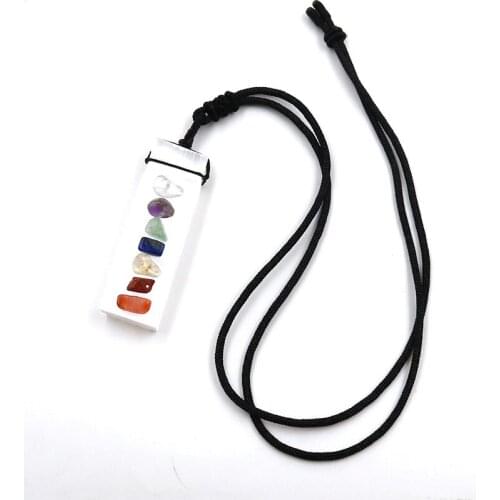 Irregular Shape Gypsum with Many Colors Stone Beads Pendant Handmade Weave Rope Chain Necklace Healing Chakra Jewelry