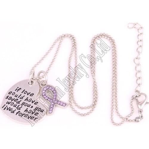 New Arrival " if love could have saved you,you would have lived forever "heart pendant and crystals ribbon romantic necklace