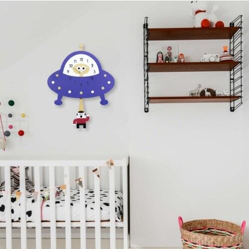 New Arrived UFO Basketball Fire Truck Robotime Diy Gear Drive Pendulum Clock Wooden Creative Swingable Wall Clock for Kids Room