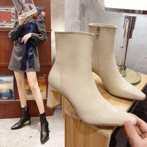 New Autumn Winter Denim Stiletto Single Boots Ankle Boots Plus Size Short Boots Womens High-heeled Womens Shoes Fashion Boots