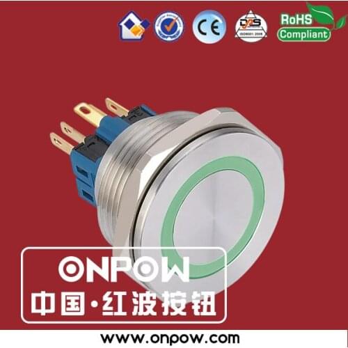 ONPOW 30mm 1NO1NC stainless steel momentary ring illuminated LED anti vandal push button switch GQ30PF-11E/G/12V/S