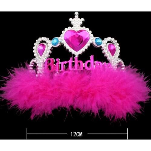 Birthday party crown girls women gem feather pink headband hairband crowns comb festivel Christmas Halloween supplies child gift