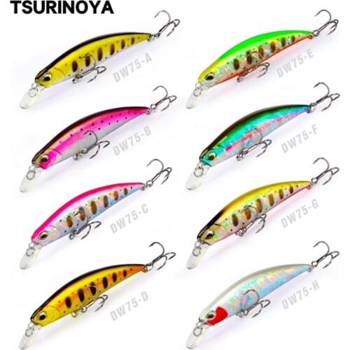 TSURINOYA DW75 Jerkbait 70mm 8.9g Sinking 0.6-1.0m Minnow Fishing Lure for Saltwater Freshwater 10# Hook Isca Artificial Lure