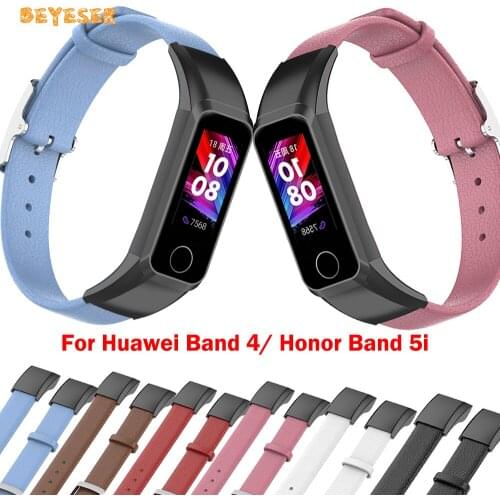 Luxury Genuine Leather Wristband For Huawei Band 4/ Honor Band 5i Watch Replacement Strap With Metal Buckle Bracelet Accessories