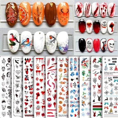Christmas Nail Stickers Halloween Skull Santa Nail Stickers Nail Art Decorations Unas Postizas Decoradas Nail Sticker