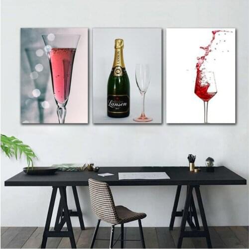 Modern European Restaurant Champagne Wine Cocktail Poster Home Decoration Cafe Hotel Wall Art Poster Unframed Canvas Painting