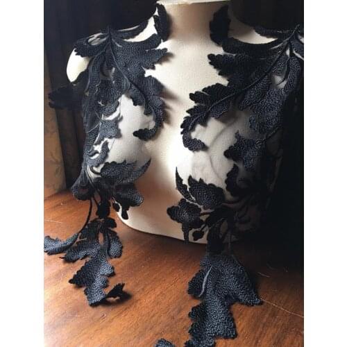 Red/Black/Off White Wedding Applique, Venice Flower Applique, Bridal Applique Lace, 1 Pair Price