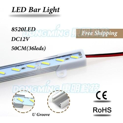 5pcs led luces strip light 8520 aluminum profile 50cm 36led 12V white/warm white no waterproof led bar light with U/V groove