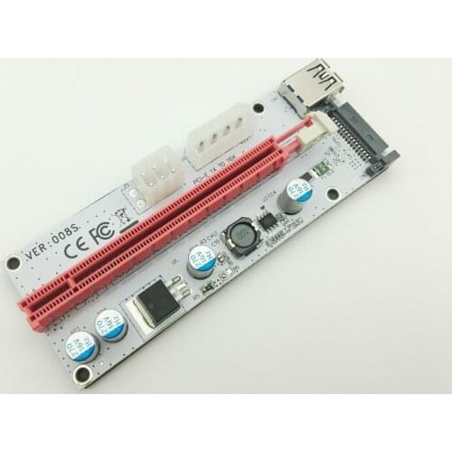 VER008S 3in1 Molex Power 60CM PCI-E Riser Card 4pin 6pin Sata PCI Express 1x to 16x 1x Extension Cable for Bitcoin Miner Mining